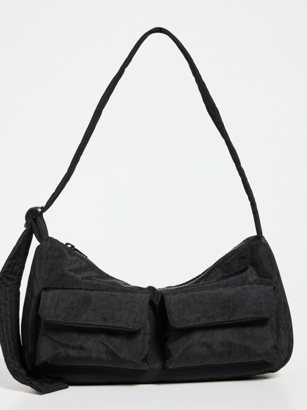BAGGU Black Shoulder Bag with Dual Front Pockets